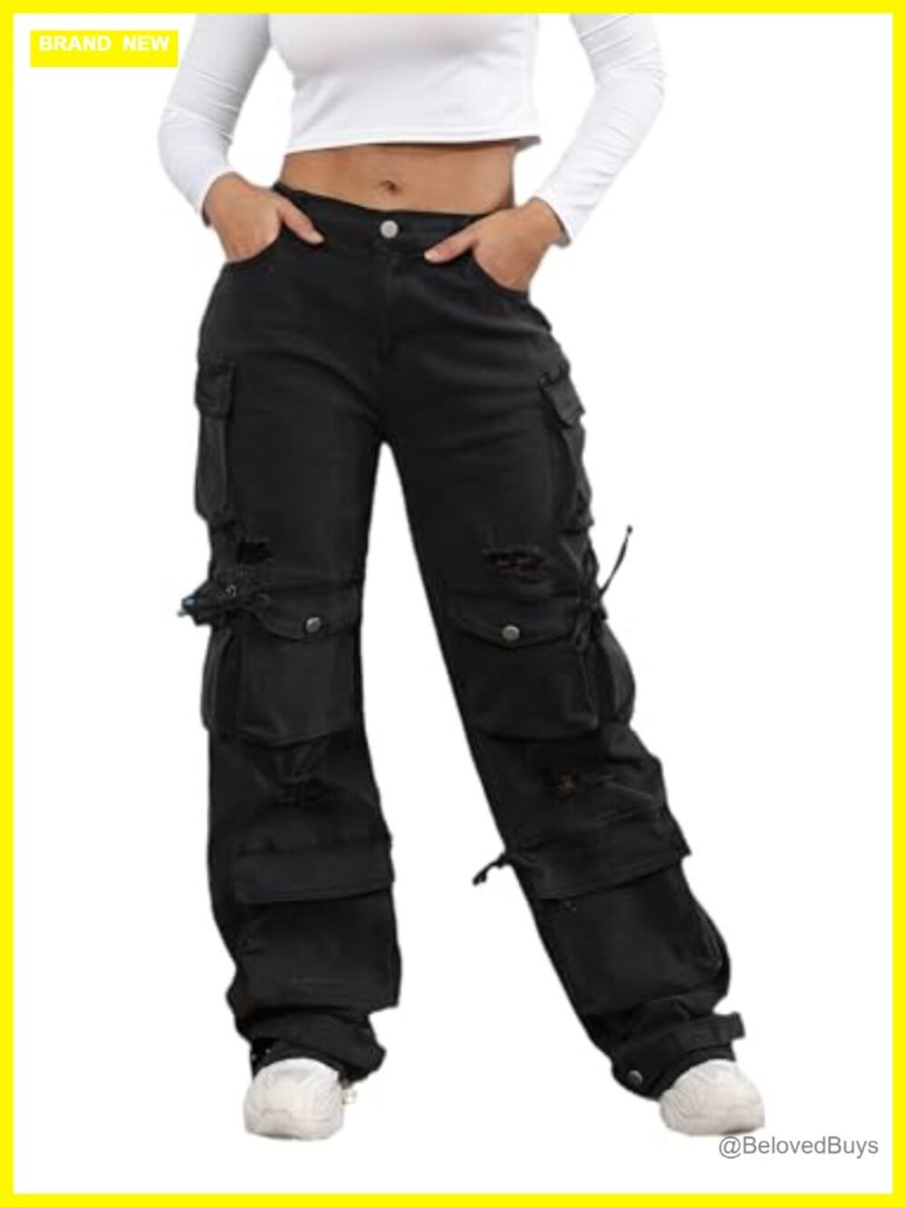 Women's Baggy Cargo Jeans High Waist Wide Leg Denim Pants Y2K